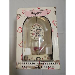 Collectible Betty Boop & Her Dog Porcelain Anniversary Clock New Damaged Box